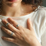 Silver Floral Pattern Engraved Band Ring