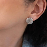 Silver Large Phaistos Disc Stud Earrings