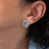 Silver Large Phaistos Disc Stud Earrings