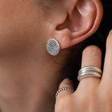 Silver Large Phaistos Disc Stud Earrings