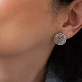 Silver Large Phaistos Disc Stud Earrings