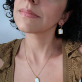 Gold and White Enamel Square Hoop Earrings