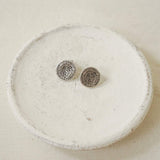 Silver Large Phaistos Disc Stud Earrings