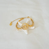 Gold Evil Eye Hammered Cuff Bracelet