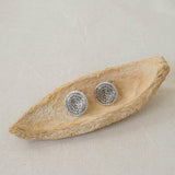 Silver Large Phaistos Disc Stud Earrings