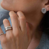 Silver Large Phaistos Disc Stud Earrings