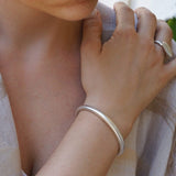 Silver Thick Hammered/Simple Shiny Cuff Bracelet
