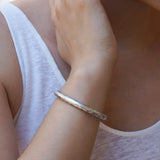 Silver Thick Hammered/Simple Shiny Cuff Bracelet