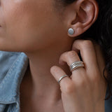 Silver Matte Disc Stud Earrings