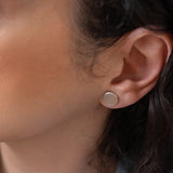 Silver Matte Disc Stud Earrings