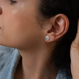 Silver Matte Disc Stud Earrings
