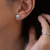 Silver Matte Disc Stud Earrings