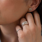 Silver Matte Disc Stud Earrings