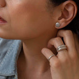 Silver Matte Disc Stud Earrings