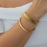 Gold Shiny Thick Round Bangle Bracelet