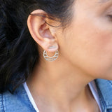 Silver Hollow Round Circle Ear Jackets