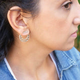 Silver Hollow Round Circle Ear Jackets
