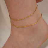Gold Stainless Steel Round Snake Chain Anklet