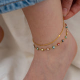 Gold Stainless Steel Round Snake Chain Anklet