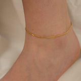 Gold Stainless Steel Round Snake Chain Anklet