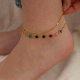 Gold Stainless Steel Round Snake Chain Anklet