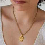 Gold Rectangle Moon Evil Eye Pendant