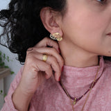 Gold-Plated Stainless Steel Double Butterfly Stud Earrings