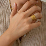Gold Bubbles Textured Ring