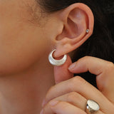 Silver Hoop Earrings with Engraved Lines