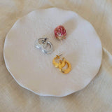 Silver Hoop Earrings with Engraved Lines