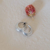 Silver Hoop Earrings with Engraved Lines