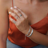 Tiny Band Silver Black Star Pinky Ring