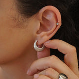 Silver Hoop Earrings with Engraved Lines