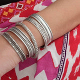 Silver Engraved Lines Cuff