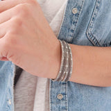 Silver Engraved Lines Cuff