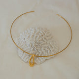 Gold Collar Necklace with Organic Shape Pendant