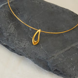 Gold Collar Necklace with Organic Shape Pendant