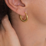 Gold Hoop Earrings with Stripes