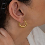 Gold Hoop Earrings with Stripes