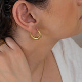 Gold Hoop Earrings with Stripes
