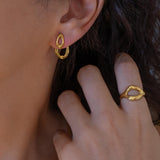 Gold Organic Ear Jacket Earrings
