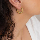 Gold Hoop Earrings with Stripes