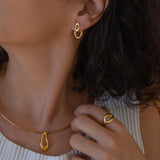 Gold Organic Ear Jacket Earrings