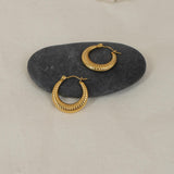 Gold Hoop Earrings with Stripes