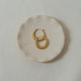 Gold Hoop Earrings with Stripes