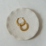 Gold Hoop Earrings with Stripes