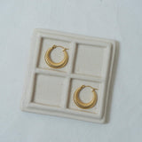 Gold Hoop Earrings with Stripes