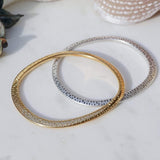 Gold Flat Oval Engraved Bangle