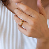 Gold Ring with Double Black Enamel Dots