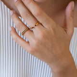 Gold Ring with Double Black Enamel Dots